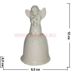 Колокольчик 12 см из фарфора (KL-1653) Ангелочек 144 шт/кор - фото 102911