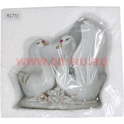 Лебеди из фарфора со стразами (773) 2 цвета 17 см - фото 103245
