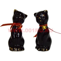 Кошки с колькокольчиками (KL-555) из фарфора цена за пару - фото 103442