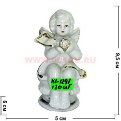 Ангелочек (KL-1291) фарфоровый 9,5 см с жемчужиной 120 шт/кор - фото 103475
