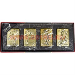 Зажигалка бензиновая Jantai «футболисты» 4 шт\бл - фото 107386