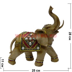 Слон светлый с поднятым хоботом 28 см из полистоуна - фото 111316