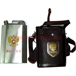 Фляга «канистра» Россия 78 унций в чехле с ремешком - фото 114145