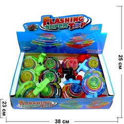 Игрушка юла светящаяся Flashing Super Top 12 шт с музыкой - фото 120403
