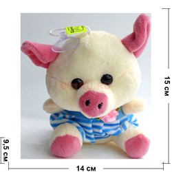Свинка мягкая игрушка (Pig-17) с присоской 12 шт/уп - фото 125708