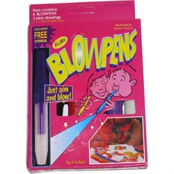Фломастеры аэрографы Blowpens 6 шт с трафаретом - фото 128357