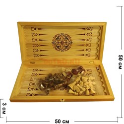 Игра настольная 3-в-1 (шахматы, шашки, нарды) 50 см - фото 133345