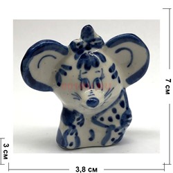 Символ 2020 года Крыса с сыром (10) гжель 7 см - фото 135549