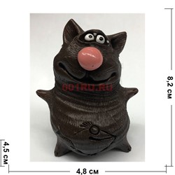 Коричневая кошка (18) из полистоуна 8,2 см - фото 135585