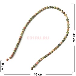 Бусины сардоникс круглые 6 мм для рукоделия на нитке 40 см - фото 136555