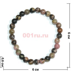 Браслет из родонита коричневый круглый 6 мм - фото 138522