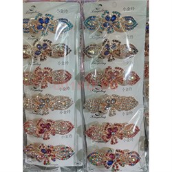 Заколка автомат (B-686) со стразами 12 шт/упаковка - фото 144384