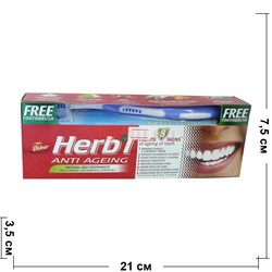 Зубная паста «Dabur Herb'l» против признаков старения зубов 150 г с зубной щеткой - фото 144708