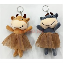 Мягкая игрушка брелок (M-965) Корова в платье - фото 156599