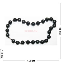 Бусы 12 мм из черного агата 32 шт - фото 158270