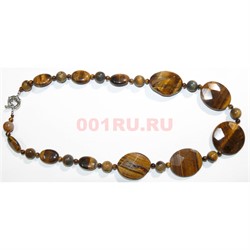 Бусы 19 шт из круглой коричневой яшмы 46 см - фото 158423