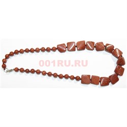 Бусы 37 шт из корничневого авантюрина 46 см - фото 158433