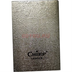 Зажигалка бензиновая Chief цвет металл с золотой окантовкой чистая для гравировки - фото 162121
