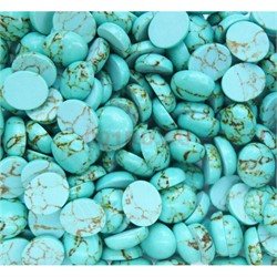 Кабошоны 10x12 овальные из зеленой бирюзы с прожилками - фото 165424