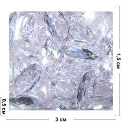 Кабошоны 15x30 овальные граненые из белого стекла - фото 166297