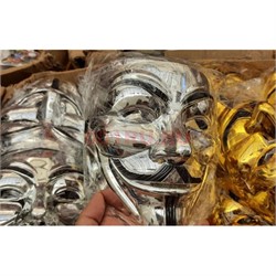 Маска Гай Фокс пластмассовая под серебро 400 шт/кор - фото 172250