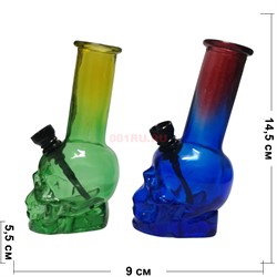 Бонг стеклянный череп D&K 14,5 см высота Skull Glass Hookah - фото 178684