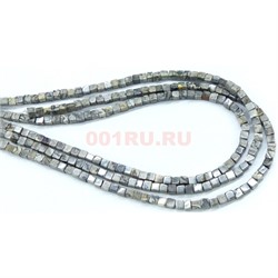 Нитка бусин кубик из яшмы 38 см - фото 179869