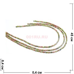Нитка бусин 4 мм из зеленой яшмы (унакит) 45 см - фото 181521