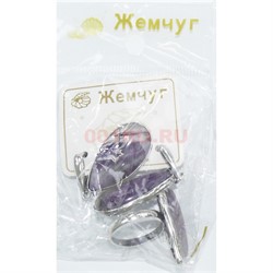 Набор 2-в-1 сережки и кольцо (П-165) из аметиста - фото 181692