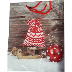 Пакеты подарочные плотные новогодние 26x32x10 см 12 шт/уп - фото 182566