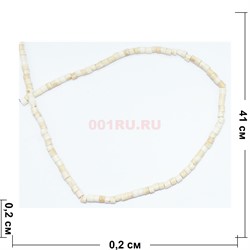Нитка бусин (размер сегмента 0,2x0,2x0,2 см) цилиндр из кости 41 см - фото 183408