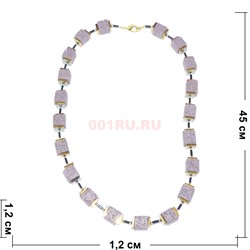 Бусы (размер бусины 1,2x1,2x1,2 см) из фиолетовой вулканической лавы 45 см - фото 186338