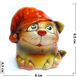 Фигурка из цветной керамики Кошка в шапочке - фото 187476