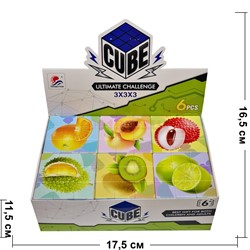 Кубики головоломка 56 мм 3x3 Фрукты 6 шт/упаковка - фото 192389