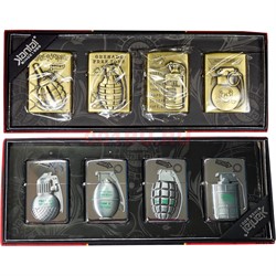 Зажигалка бензиновая Jantai «гранаты и лимонки» 4 шт\бл - фото 195909