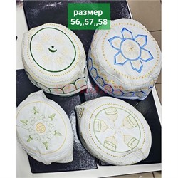 Тюбетейка мусульманская светлая с цветными рисунками - фото 200246
