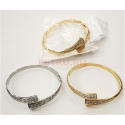 Браслет из медицинского сплава (J-300) со стразами 2 цвета 12 шт/упаковка - фото 201554