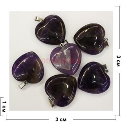 Сердце подвеска 3x3 см из аметиста (цена за 1 шт) - фото 202557