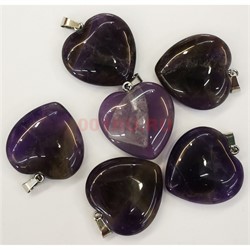 Сердце подвеска 2,5x2,5 см из аметиста (цена за 1 шт) - фото 202596
