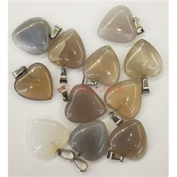 Сердце подвеска 2x2 см из серого агата (цена за 1 шт) - фото 202620