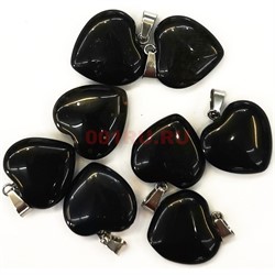 Сердце подвеска 2x2 см из черного агата (цена за 1 шт) - фото 202644