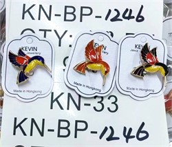 Брошь металлическая (BP-1246) колибри 12 шт/упаковка - фото 203066