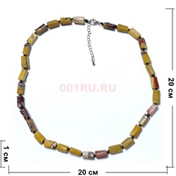 Бусы из яшмы 45 см граненый цилиндрик - фото 205903