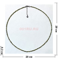 Бусы чокер из пренита 3 мм 45 см шарик граненый - фото 206191