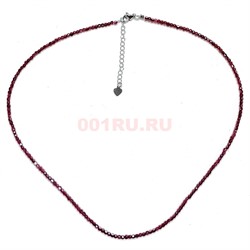 Бусы чокер 2 мм 45 см рубин кубик граненый - фото 206315