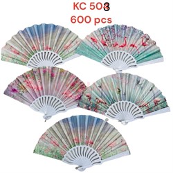 Веер ручной (KC-503) фламинго 12 шт/упаковка - фото 215492