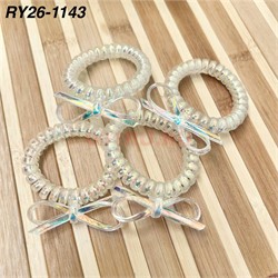 Резинка пружинка (RY26-1143) с бантиком цвет перламутр 6 см 100 шт/упаковка - фото 220947