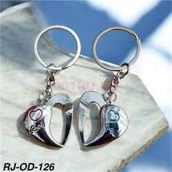 Брелок металлический парный (RJ-OD-126) сердце Love 12 пар/упаковка - фото 222751