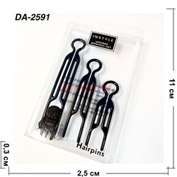 Шпильки пластмассовые (DA-2591) черные 7, 9 и 11 см цена за 12 наборов - фото 222975