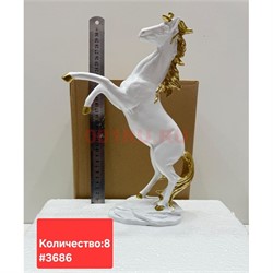 Лошадь статуэтка (3686) цвет белый с золотым 33 см - фото 223090